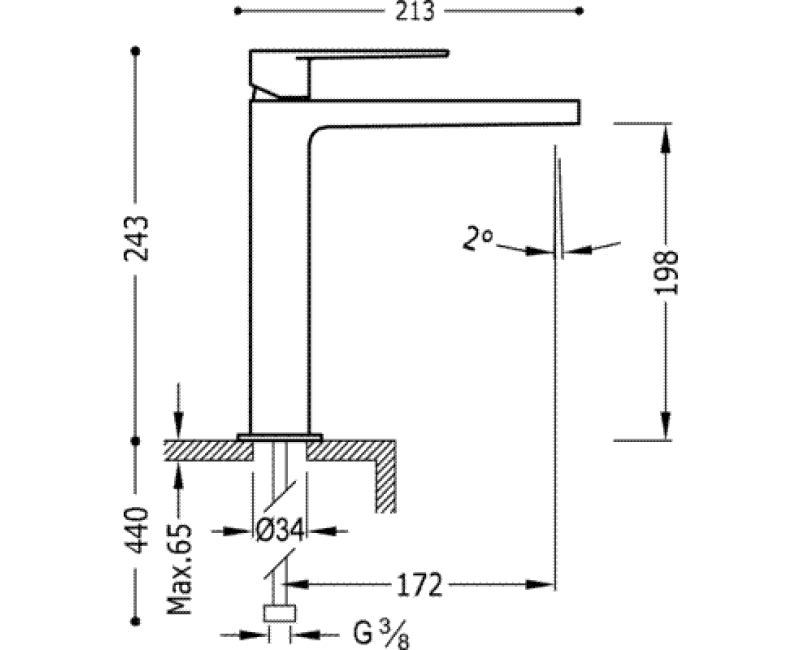 CLASS-TRES Высокий смеситель для умывальника, хром 20510303
