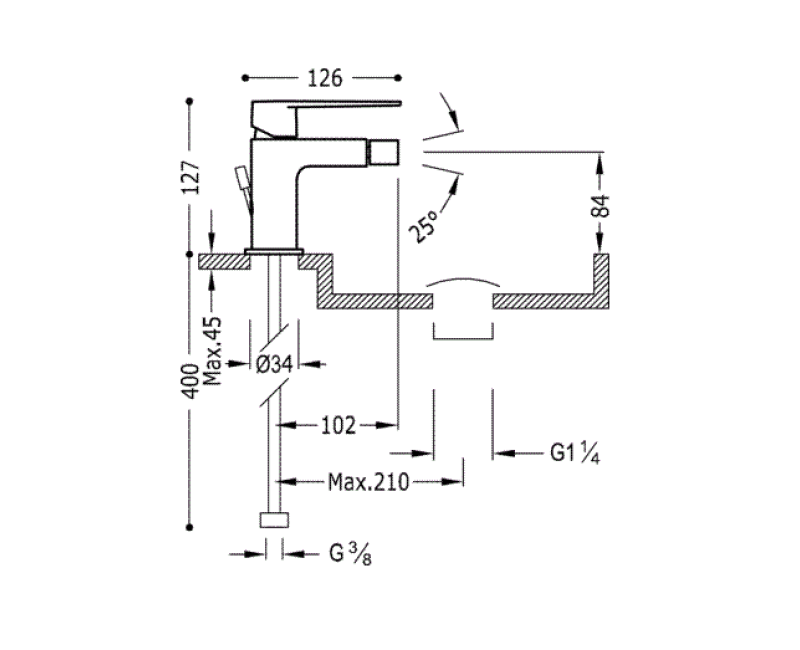 CLASS-TRES Смеситель для биде с донным клапаном, хром 20512001D