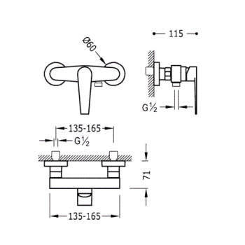 CLASS-TRES Смеситель для душа с душем 20516701