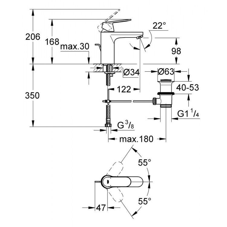 Grohe Eurosmart Cosmo Смеситель для умывальника, 23325 000