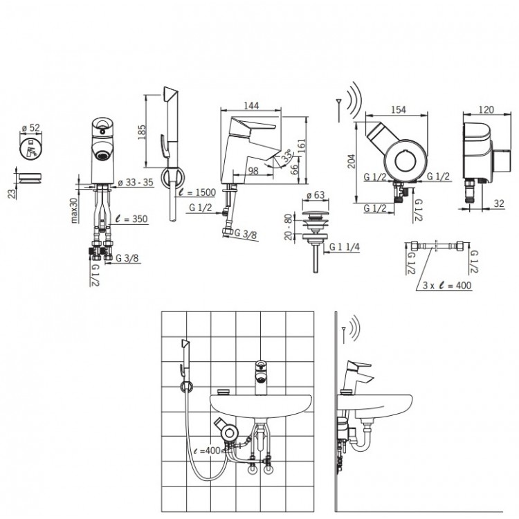 ORAS OPTIMA Smart bidettas j-krāns ar tālvadības funkciju, 3V 2705F ORAS OPTIMA Smart bidettas j-krāns ar tālvadības funkciju, 3V 2705F