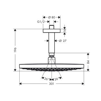 HG Dušas galva Raindance Select S 300 2jet, balts/hroms 27337400
