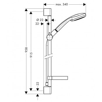 Душевой комплект Hansgrohe Croma Select E Vario, 650 мм, 15 л/мин, белый/хром