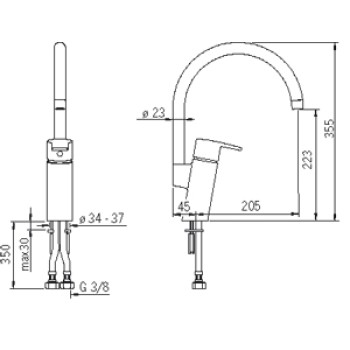 ORAS CUBISTA Virtuves jaucējkrāns 2838F