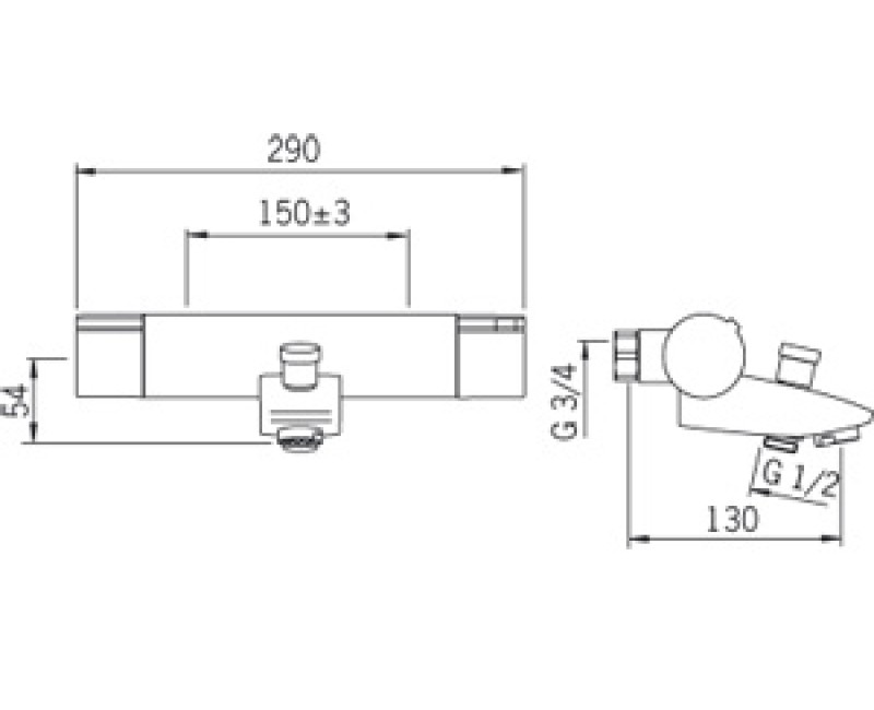 ORAS CUBISTA Vannas/dušas termostata  jaucējkrāns 2875