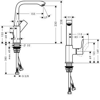 Hansgrohe Metris Izlietnes jaucējkrāns ar korķi, hroms 31087000