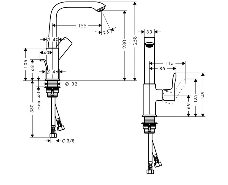 Hansgrohe Metris Смеситель для умывальника с клапаном 31087000