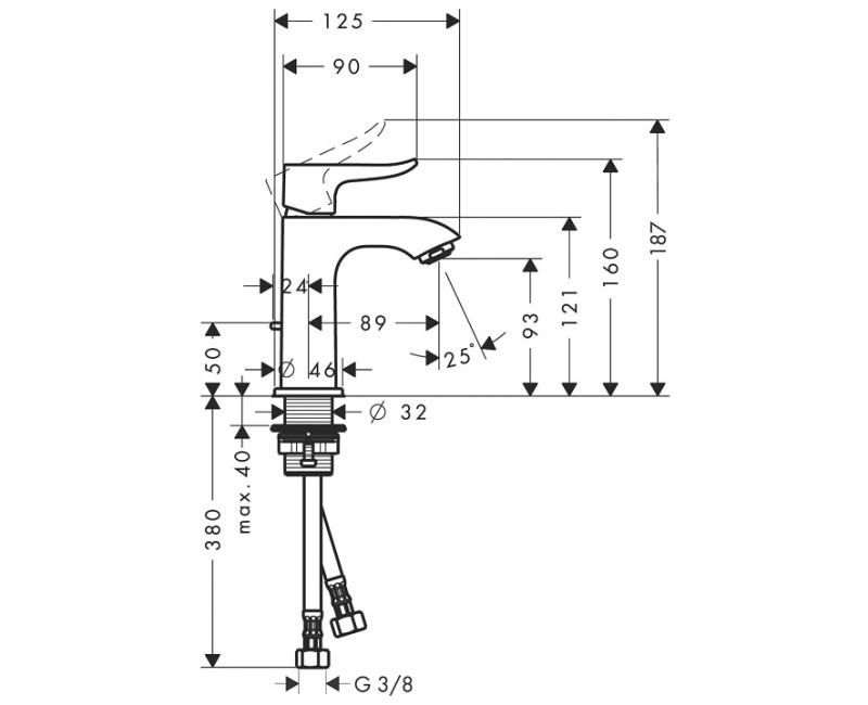 Hansgrohe Metris Смеситель для умывальника с клапаном 31088000