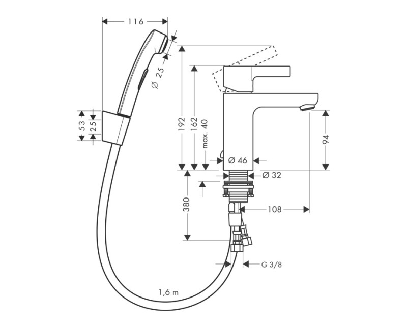 Hansgrohe Metris S Смеситель для умывальника с бидеттой, 3116000