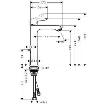 Hansgrohe Metris Izlietnes jaucējkrāns ar korķi, hroms 31183000