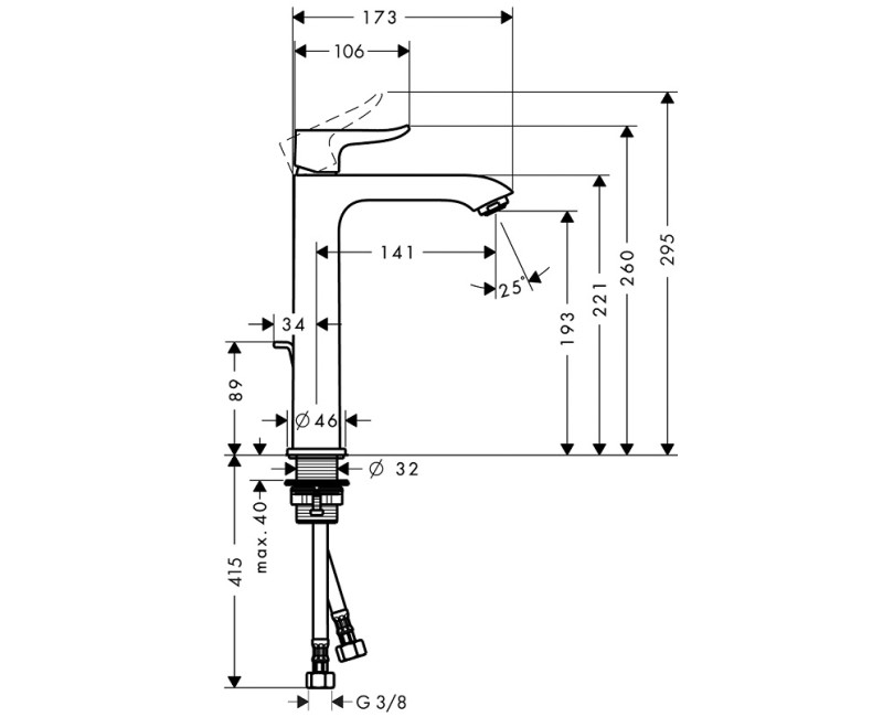 Hansgrohe Metris Смеситель для умывальника с клапаном 31183000