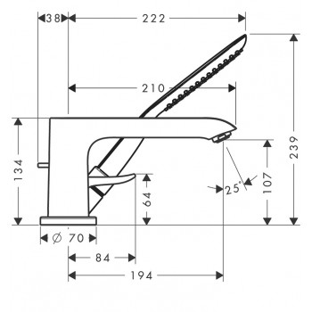 Hansgrohe Metris Смеситель для ванны, трехсекционный 31190000