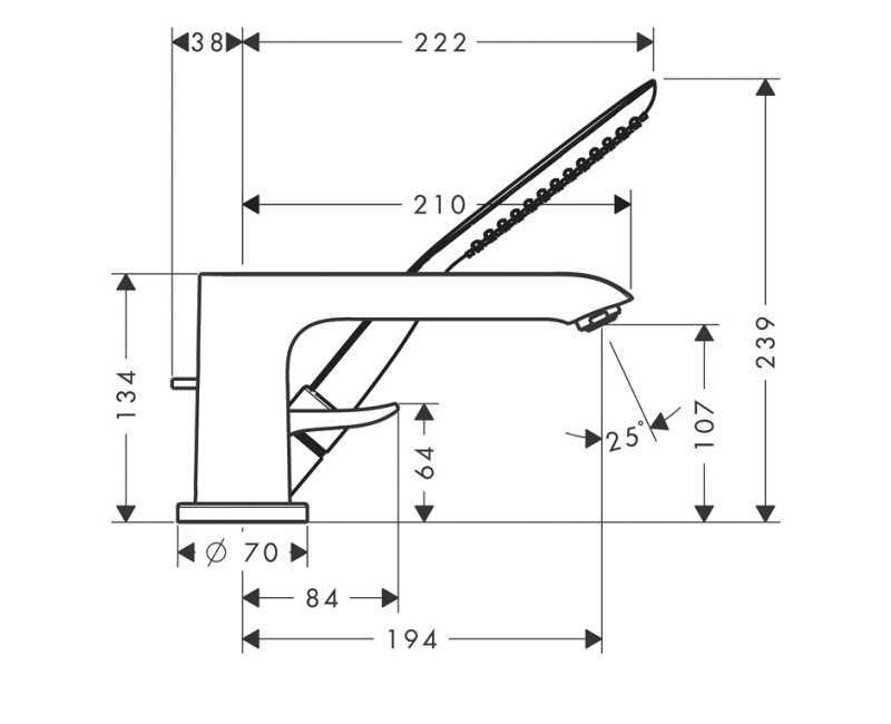 Hansgrohe Metris 3-daļīgs vannas jaucējkrāns, 31190000