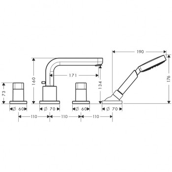 Hansgrohe Metris S Смеситель для ванны, 4-секционный 31446000