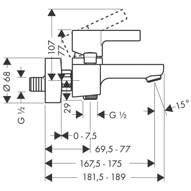 Hansgrohe Metris S Смеситель для ванны/душа, 31460000 Hansgrohe Metris S Смеситель для ванны/душа, 31460000