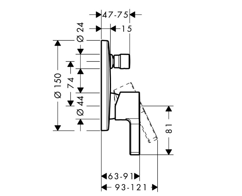 Hansgrohe Metris S Панель смесителя для ванны 31465000