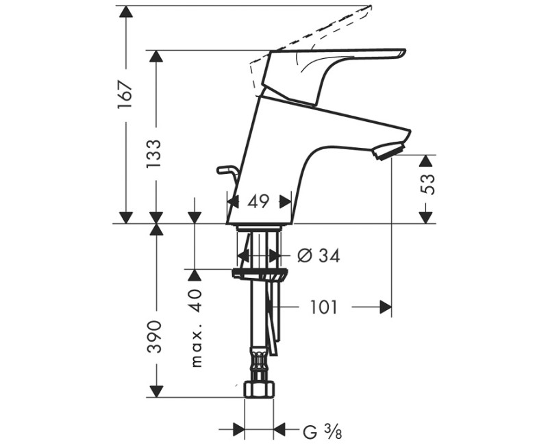 Hansgrohe Focus Izlietnes jaucējkrāns ar korķi, hroms 31730000