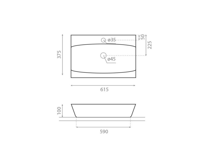 Bathco Vannas istabas izlietne SARDINERO 61.5x37.5cm, uzliekamā