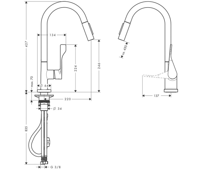 Hansgrohe Axor Citterio Смеситель для кухни, хром 39835000