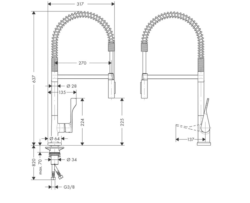 Hansgrohe Axor Citterio Virtuves jaucējkrāns, hroms 39840000