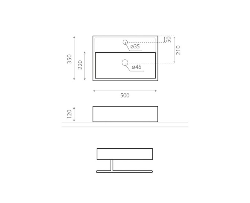 Bathco Vannas istabas izlietne TURIN 50x35cm, uzliekamā 0017B