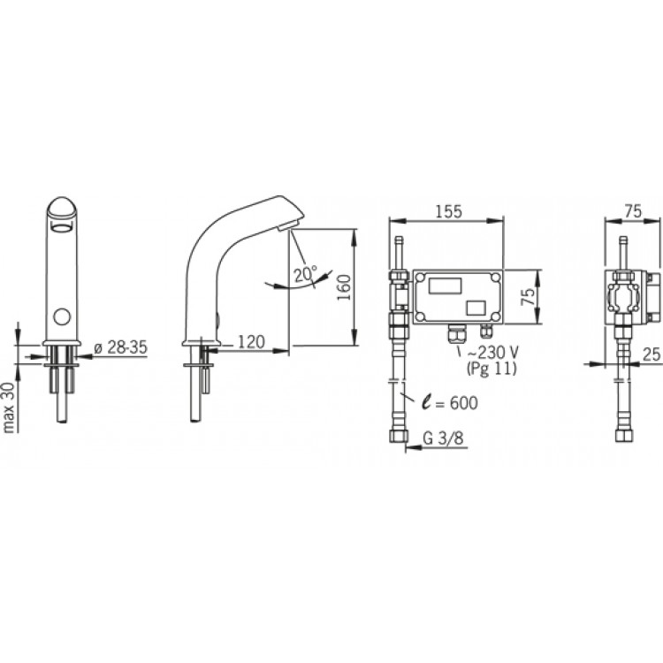ORAS ELECTRA Izlietnes jaucējkrāns 230V 6100 ORAS ELECTRA Izlietnes jaucējkrāns 230V 6100