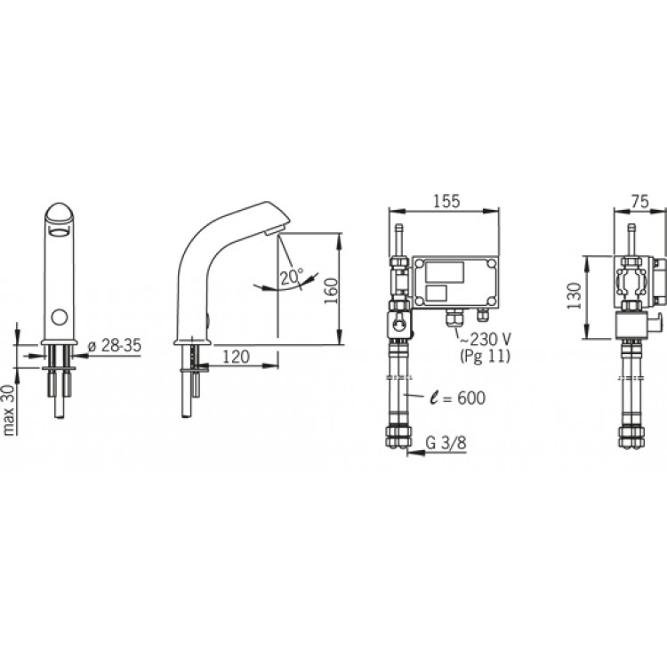 ORAS ELECTRA Izlietnes jaucējkrāns 230V 6104 ORAS ELECTRA Izlietnes jaucējkrāns 230V 6104