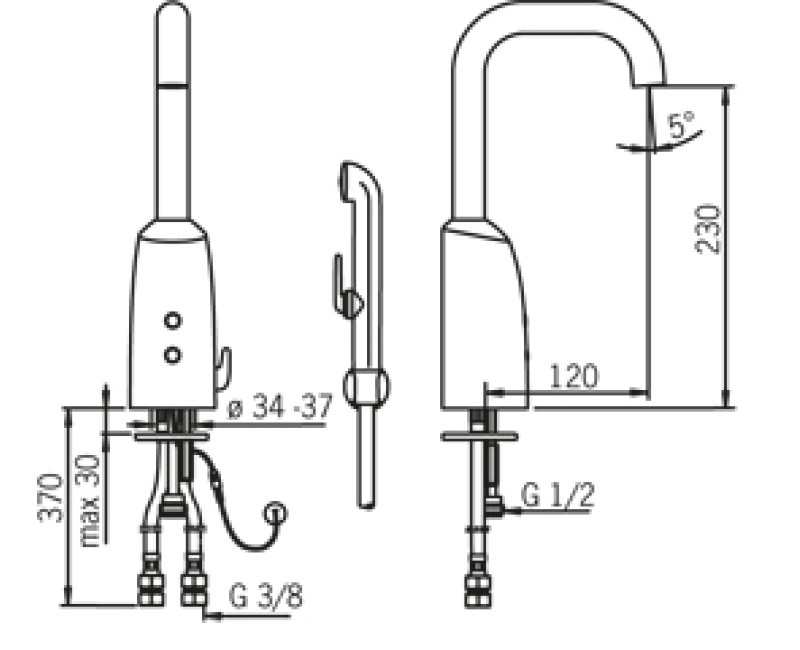 ORAS ELECTRA Бесконтактный cмеситель для умывальника 12V, 6336F