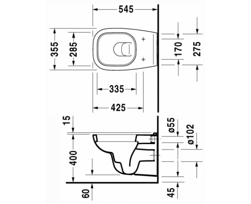 Duravit D-CODE Подвесной WC , Soft Close крышка,45350900A1