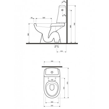 KOLO SOLO WC WC ar izvadu grīdā, ciets vāks 3/6L, 79219