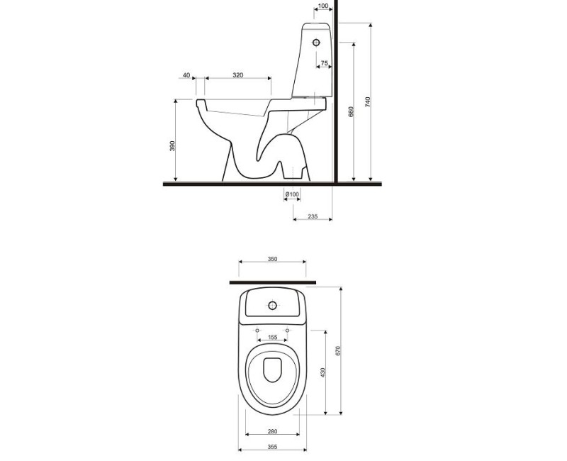 KOLO SOLO WC вертикальный выпуск, жесткое сиденье 3/6L, 79219000