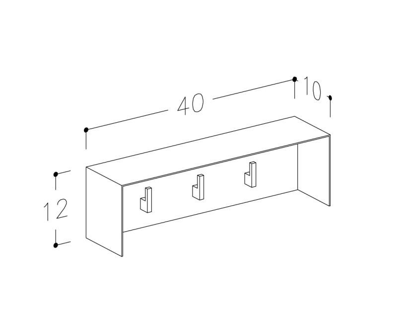KAME Vannas istabas pakaramais 40cm, 3 āķi AC1702-40/W/WH