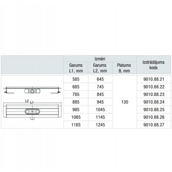 ACO ShowerDrain C Dušas kanāls 685mm, h-65mm, 9010.88.22