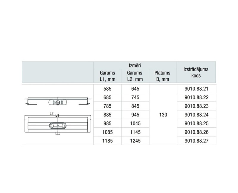 ACO ShowerDrain C Dušas kanāls 785mm, h-65mm, 9010.88.23