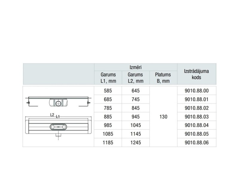 ACO ShowerDrain C Dušas kanāls 685mm, h-92mm, 9010.88.01