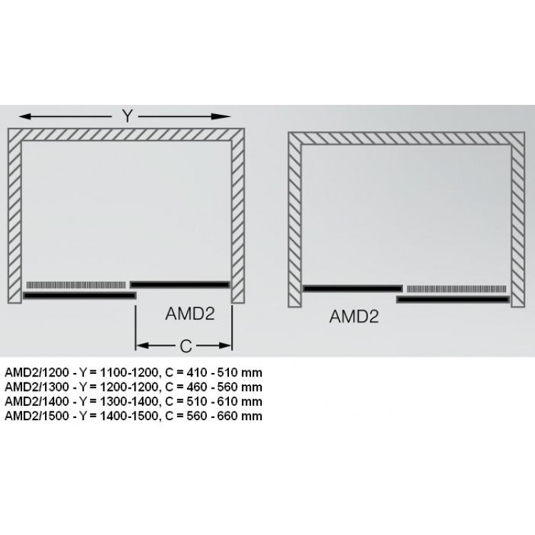 Roth Душевые двери раздвижные AMD2 1400 mm