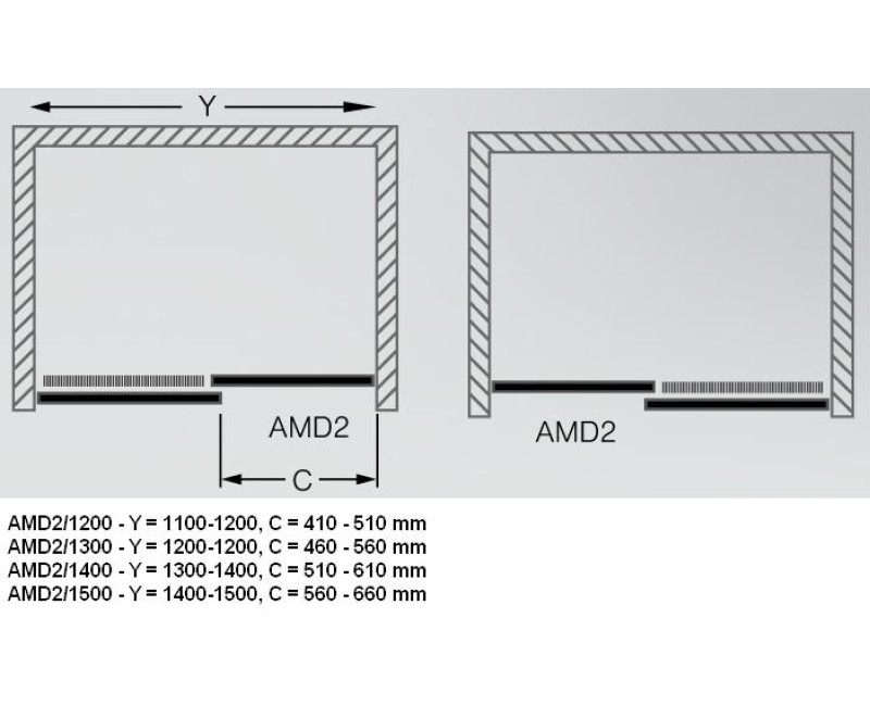 Roth Bīdāmas dušas durvis AMD2 1400 mm
