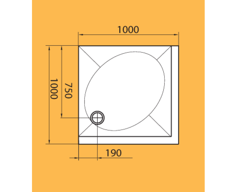 PAA Kvadrātveida dušas paliktnis ART KV 100, 1000x1000