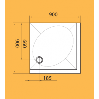 PAA Kvadrātveida dušas paliktnis ART KV 90, 900x900