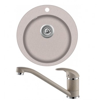 Кухонная мойка D505mm c смесителем SR100W/TAP2561