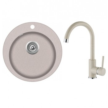 Кухонная мойка D505mm c смесителем SR100W/TAP5523