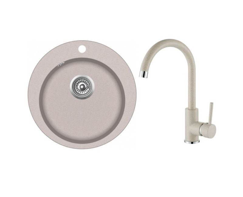 Кухонная мойка D505mm c смесителем SR100W/TAP5523