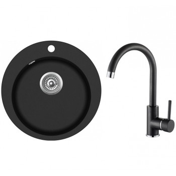 Кухонная мойка D505mm c смесителем SR100W/TAP5523