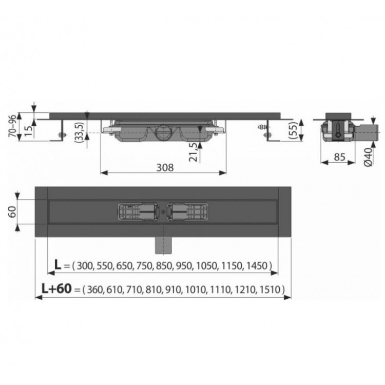 Alcaplast APZ10BL Душевой канал 750mm Alcaplast APZ10BL Душевой канал 750mm