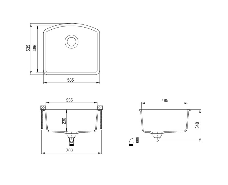 Aquasanita ARCA Кухонная мойка 585x460mm, SQA103-601