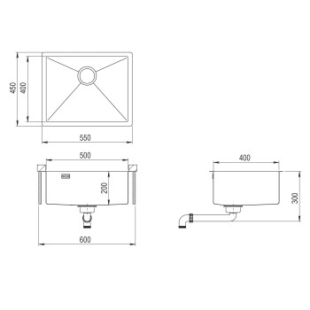 Aquasanita Кухонная мойка DERA 55x45 cm, DER100L