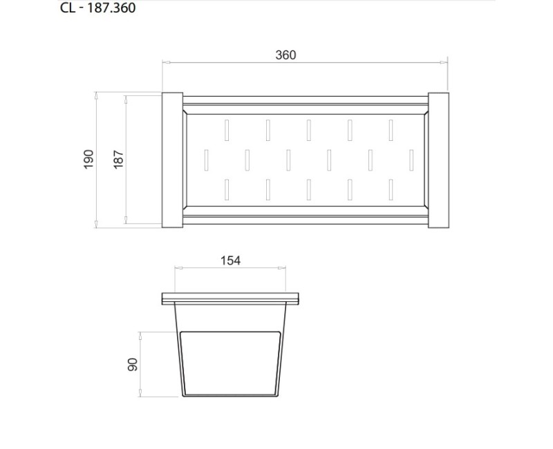 AQUASANITA Paplāte-nerūsējošais tērauds, CL-187.360
