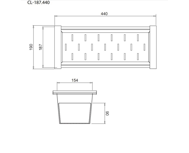 AQUASANITA Paplāte-nerūsējošais tērauds, CL-187.440