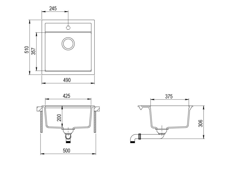 Aquasanita TESA Кухонная мойка 490x510mm, SQT100W-222