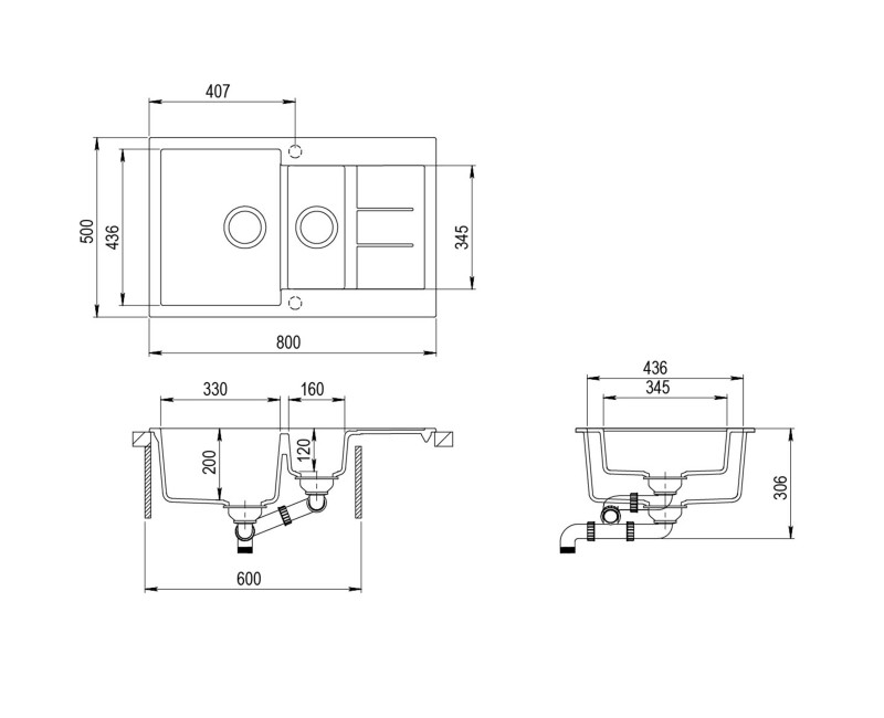 Aquasanita TESA Кухонная мойка 800x495mm, SQT151AW-114